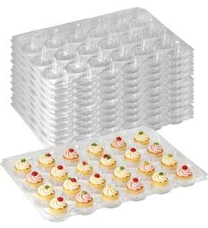 24 Count Stackable Disposable Cupcake Containers with High Dome Lids (Pack of 10